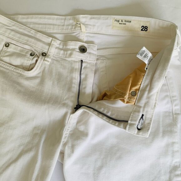 Rag Bone Dre Low-Rise Slim Boyfriend Jeans Women 28 (32x25.5) White Denim Ankle - Picture 5 of 9